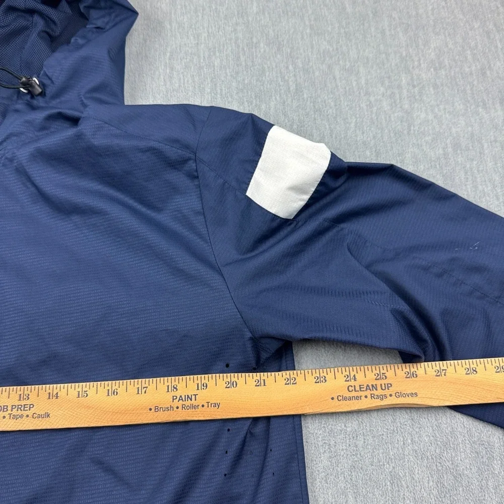 Adidas Jacket Mens Medium Blue Windbreaker‎ Full Zip Hooded Athletic Running
